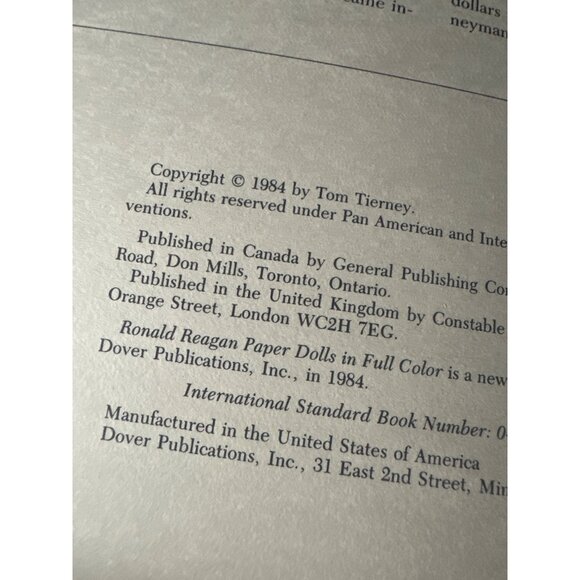 Tom Tierney Ronald Reagan Paper Dolls In Full Color 1984 Collectible Book - Picture 3 of 6